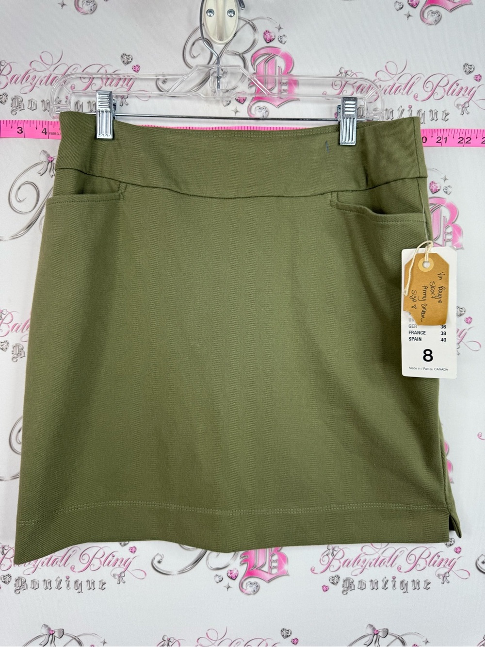 Skirt skort brand new Olive Green Mini Skirt with Front Pockets  shorts under